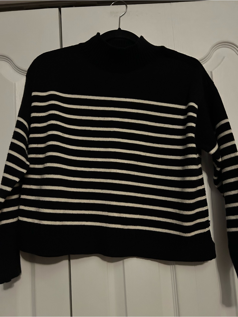 Nautica Black and White Striped Sweater